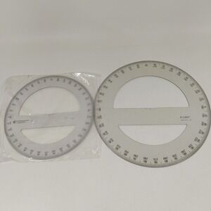 Set Of 2 360 Clear Protractor Diameter Circle C-Thru Ruler Co. VTG 8" And 10"‎